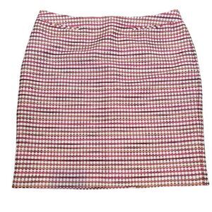 Halogen Tweed Textured Skirt Fuchsia Red Gold Abstract Lined Back Zip Size 14